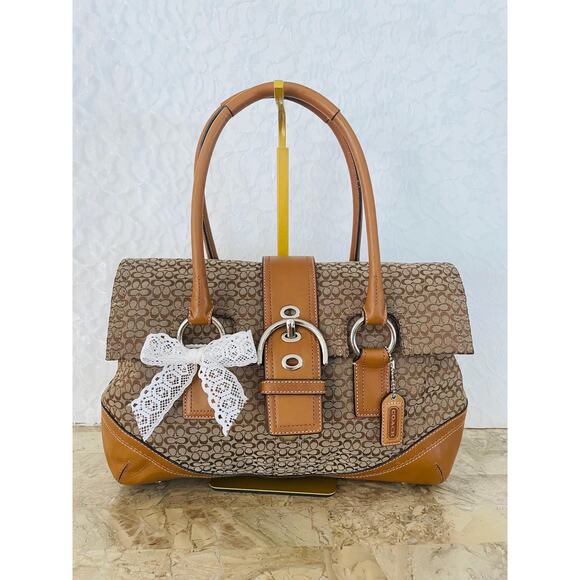 Coach SOHO Signature C Canvas Leather brown Shoulder bag HandBag F10929 - Picture 1 of 10